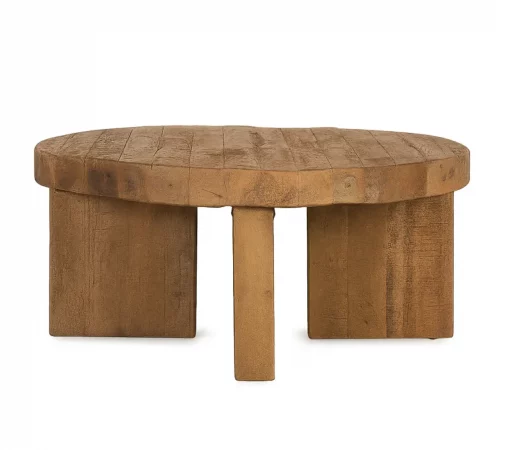Mesa de centro redonda de madera maciza de mango 90x90x40 cm-MOVIL (1)
