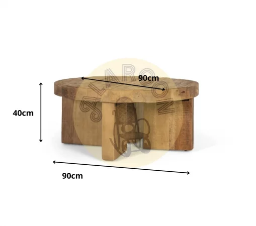 Mesa de centro redonda de madera maciza de mango 90x90x40 cm-MOVIL (2)