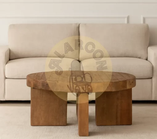 Mesa de centro redonda de madera maciza de mango 90x90x40 cm-MOVIL (3)