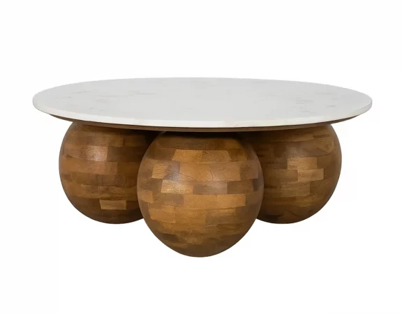 Mesa de centro redonda de mármol y madera - 92x92x37 cm-MOVIL (1)
