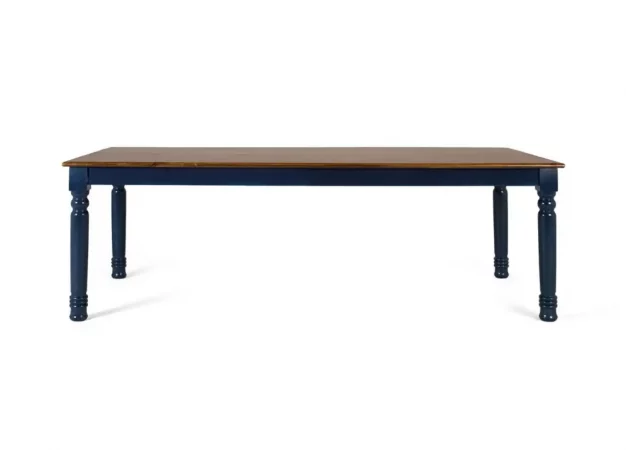 Mesa de comedor de madera de mango 240x110 cm – Tapa tono avellana y patas azules estilo clásico artesanal-MOVIL (1)