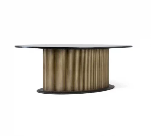Mesa de comedor ovalada con tapa negra de madera de mango y base dorada en bronce–220x110cm-MOVIL (2)