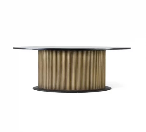 Mesa de comedor ovalada con tapa negra de madera de mango y base dorada en bronce–220x110cm-MOVIL (3)