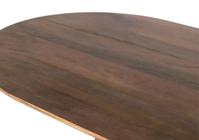 Mesa de comedor ovalada de madera de mango natural 210x100 cm con base escultórica-MOVIL (2)