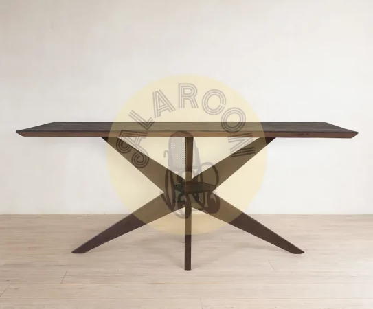 Mesa de comedor rectangular de madera de mango y base de hierro en forma de estrella 180x90x75 cm-MOVIL (3)