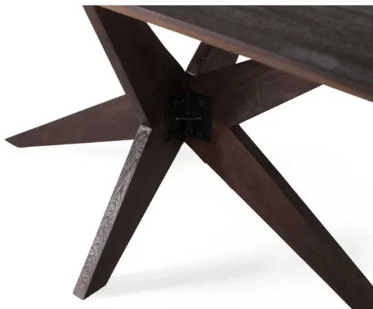 Mesa de comedor rectangular de madera de mango y base de hierro en forma de estrella 180x90x75 cm-MOVIL (6)
