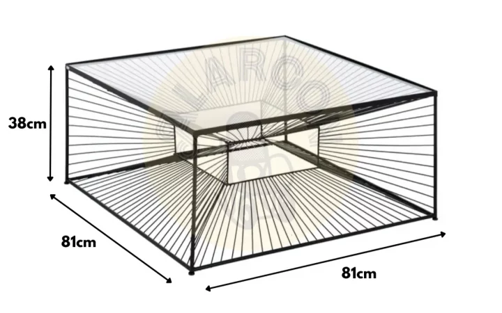 Mesas de Centro Hierro y Cristal Negro 81x81x38 Cm - IXIA (1)