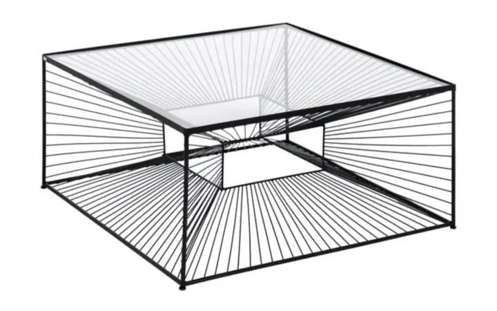 Mesas de Centro Hierro y Cristal Negro 81x81x38 Cm - IXIA (5)