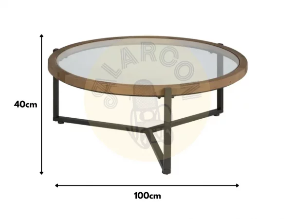 Mesas de Centro Hierro y Cristal Negro Natural 100x100x40 Cm - IXIA (1)