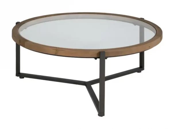 Mesas de Centro Hierro y Cristal Negro Natural 100x100x40 Cm - IXIA (3)