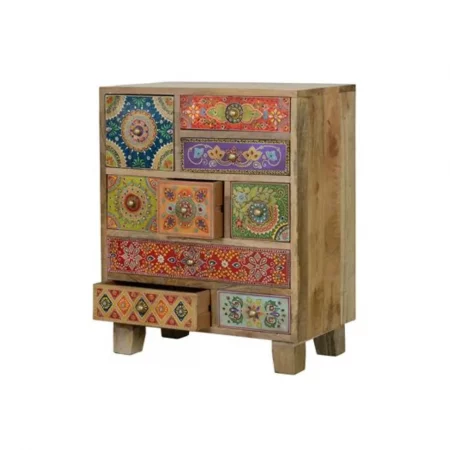 Mesita Auxiliar Madera Mango 9 Cajones Pintada a Mano 52x30x63 Cm - Giner y Colomer (6)