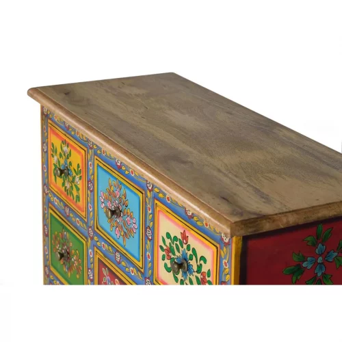 Mesita Auxiliar Madera Mango 9 Cajones Pintados a Mano 70x30x60 Cm - Giner y Colomer (4)