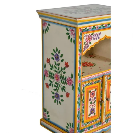 Mesita Auxiliar Madera Mango Pintado a Mano 2 Puertas 48x35x75 Cm - Giner y Colomer (2)