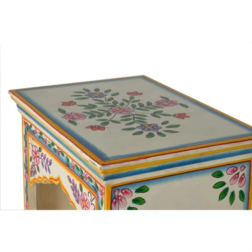 Mesita Auxiliar Madera Mango Pintado a Mano 2 Puertas 48x35x75 Cm - Giner y Colomer (6)