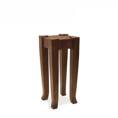 Mesita Auxiliar de Piel S2 de Madera de Teca y Piel - Moycor (3)