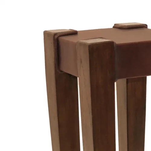 Mesita Auxiliar de Piel S2 de Madera de Teca y Piel - Moycor (4)