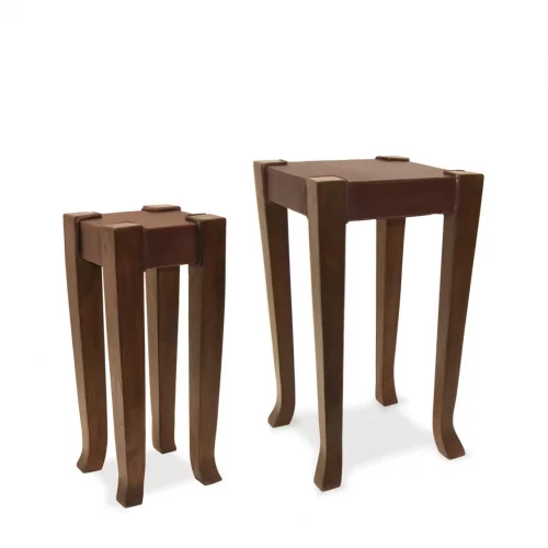 Mesita Auxiliar de Piel S2 de Madera de Teca y Piel - Moycor (5)