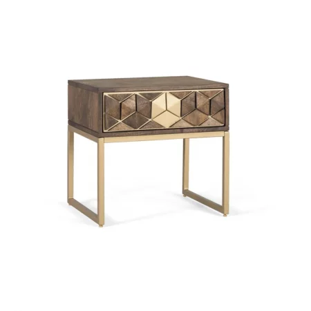 Mesita Noche 1 Cajón Madera Mango y Base de Metal Colección Bora Bora 51x40x49 Cm - Giner y Colomer (4)