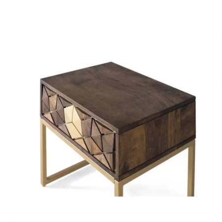 Mesita Noche 1 Cajón Madera Mango y Base de Metal Colección Bora Bora 51x40x49 Cm - Giner y Colomer (5)