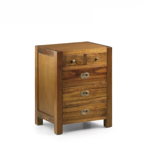 Mesita Noche 5 Cajones Madera Mindi Colección Star 50x40x65 Cm - Moycor (1)