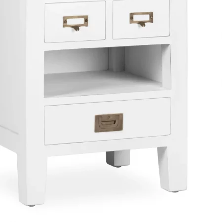 Mesita Noche Blanca 3 Cajones + 1 Hueco Madera Mindi Colección Everest 45x40x60 Cm - Moycor (3)