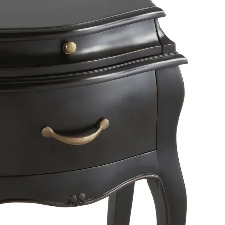 Mesita Noche Color Negro 2 Cajones Madera Caoba Colección Vintage 50x40x70 Cm - Moycor (2)