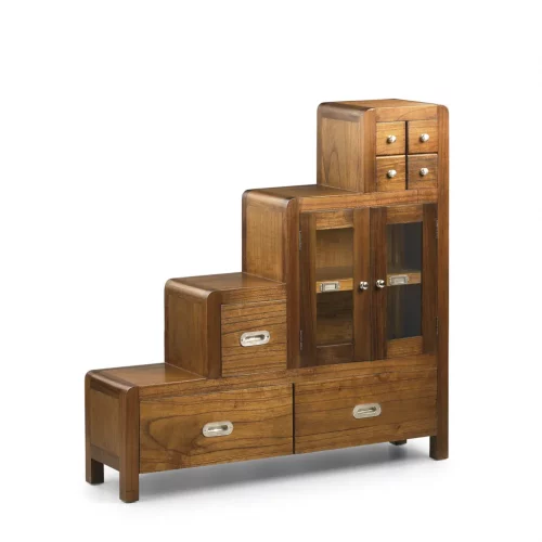 Mesita Noche Escalera Derecha Madera Mindi Colección Flash 98x25x98 Cm - Moycor (1)