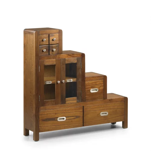Mesita Noche Escalera Izquierda Madera Mindi Colección Flash 98x25x98 Cm - Moycor (1)