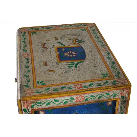 Mesita Noche Madera Mango 1 Puerta + 1 Cajón Pintada a Mano 46x34x60 Cm - Giner y Colomer (1)