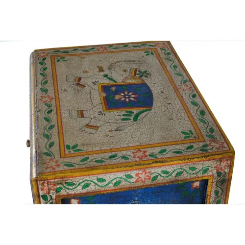 Mesita Noche Madera Mango 1 Puerta + 1 Cajón Pintada a Mano 46x34x60 Cm - Giner y Colomer (1)