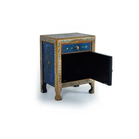 Mesita Noche Madera Mango 1 Puerta + 1 Cajón Pintada a Mano 46x34x60 Cm - Giner y Colomer (5)