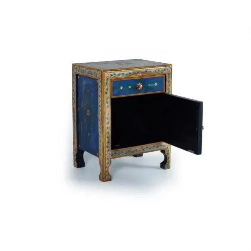Mesita Noche Madera Mango 1 Puerta + 1 Cajón Pintada a Mano 46x34x60 Cm - Giner y Colomer (5)