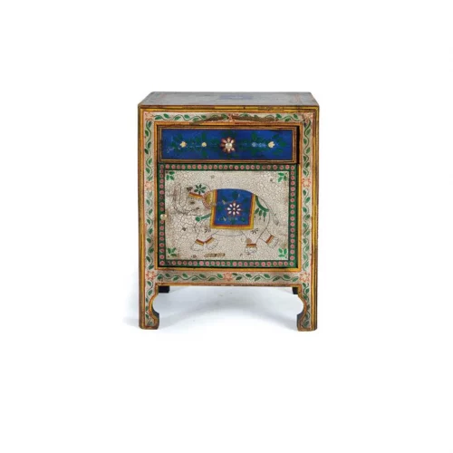 Mesita Noche Madera Mango 1 Puerta + 1 Cajón Pintada a Mano 46x34x60 Cm - Giner y Colomer (6)