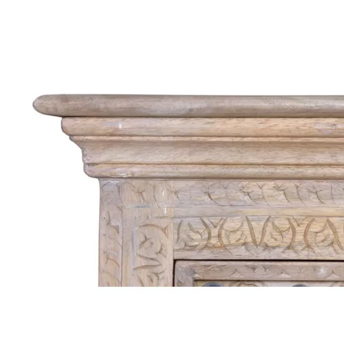 Mesita Noche Madera Mango Maciza Detalles Bronce 2 Cajones Colección Bakhra 66x46x76 Cm - Giner y Colomer (5)
