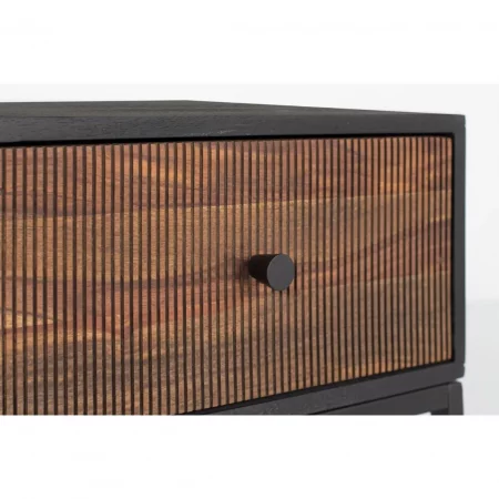 Mesita Noche Madera Palisandro y Mango Base Metal Colección Varanasi 45x45x45 Cm - Giner y Colomer (2)