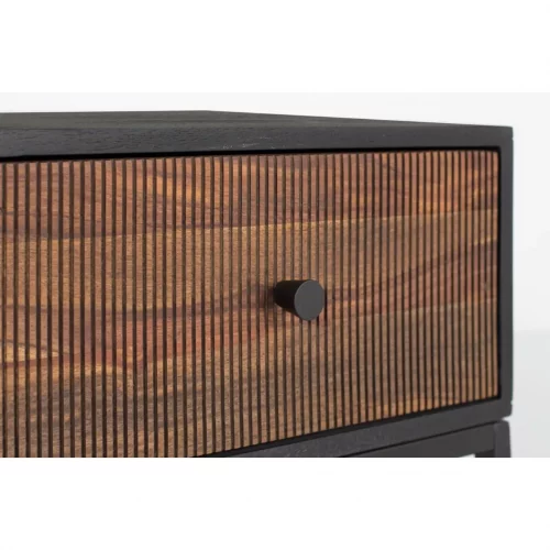 Mesita Noche Madera Palisandro y Mango Base Metal Colección Varanasi 45x45x45 Cm - Giner y Colomer (2)