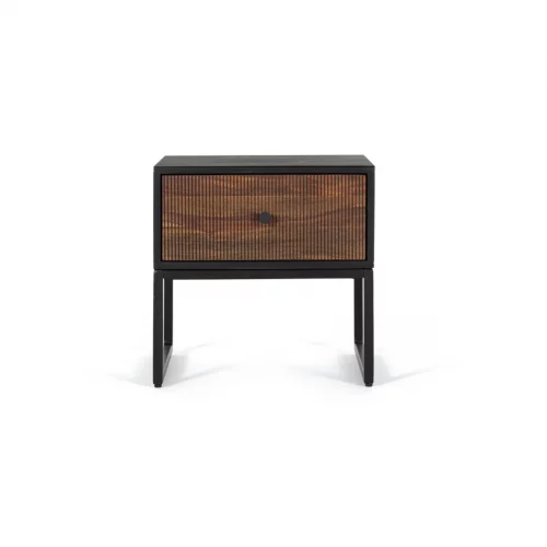 Mesita Noche Madera Palisandro y Mango Base Metal Colección Varanasi 45x45x45 Cm - Giner y Colomer (3)