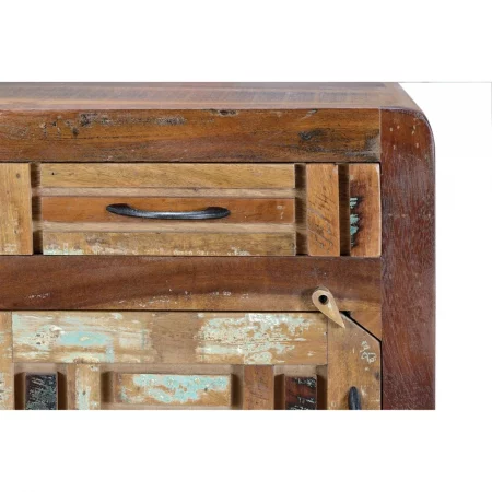Mesita Noche Madera Reciclada 1 Cajón + 1 Puerta Patas Metal 50x40x60 Cm - Giner y Colomer (1)