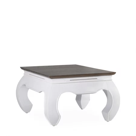 Mesita Rincón Cuadrada Patas Blancas Sobre Madera Mod. Opium Colección Everest 60x60x40 Cm - Moycor (1)