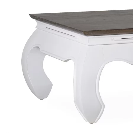 Mesita Rincón Cuadrada Patas Blancas Sobre Madera Mod. Opium Colección Everest 60x60x40 Cm - Moycor (2)