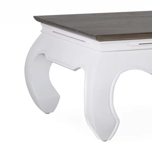 Mesita Rincón Cuadrada Patas Blancas Sobre Madera Mod. Opium Colección Everest 60x60x40 Cm - Moycor (2)