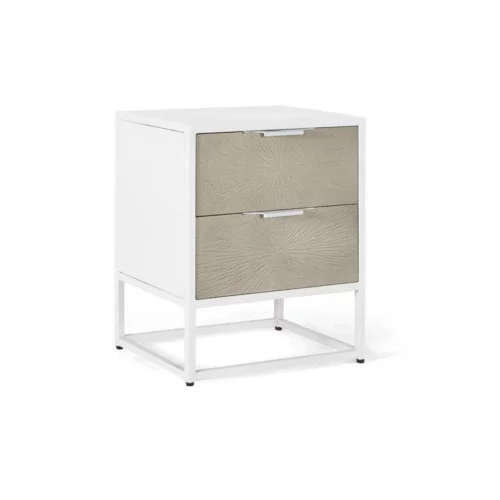 Mesita de Metal y Resina de Color Blanco 50x40x60 Cm - Giner y Colomer (1)
