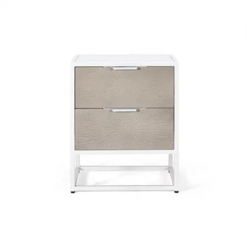 Mesita de Metal y Resina de Color Blanco 50x40x60 Cm - Giner y Colomer (4)