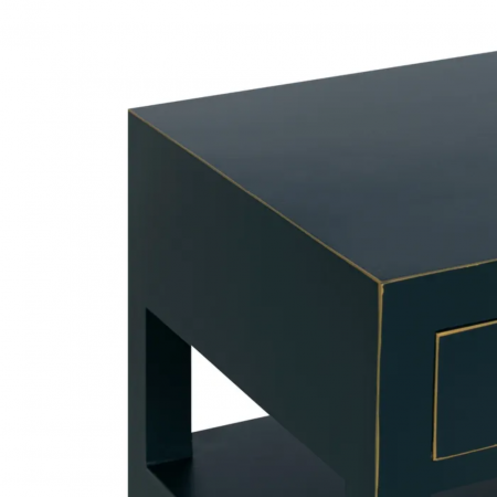 Mesita de Noche Azul de Madera DM Estilo Oriental 1 Cajón 2 Puertas - IXIA (4)