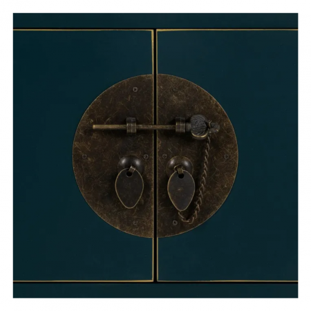 Mesita de Noche Azul de Madera DM Estilo Oriental 1 Cajón 2 Puertas - IXIA (7)