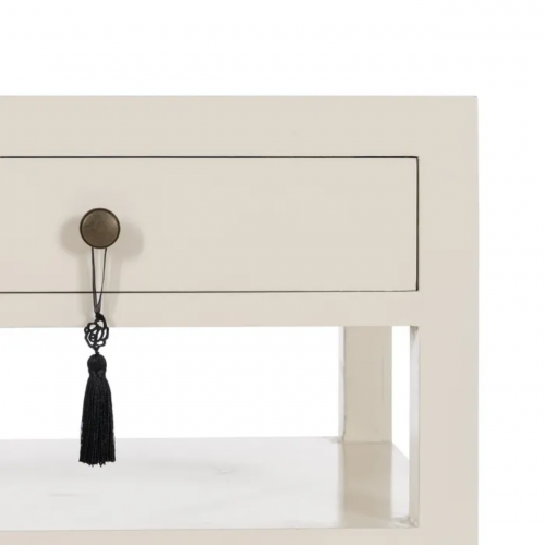 Mesita de Noche Blanco de Madera DM Estilo Oriente 1 Cajon 2 Puertas - IXIA (5)