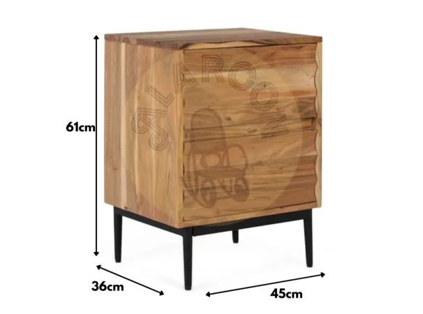 Mesita de Noche Madera Maciza de Acacia Natural 45x36x61 Cm - Giner y Colomer (2)