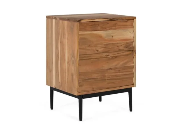 Mesita de Noche Madera Maciza de Acacia Natural 45x36x61 Cm - Giner y Colomer (3)