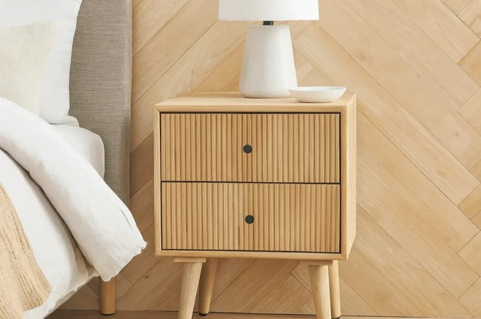 Mesita de Noche Madera Maciza de Mango Natural 50x40x61 Cm - Giner y Colomer (2)