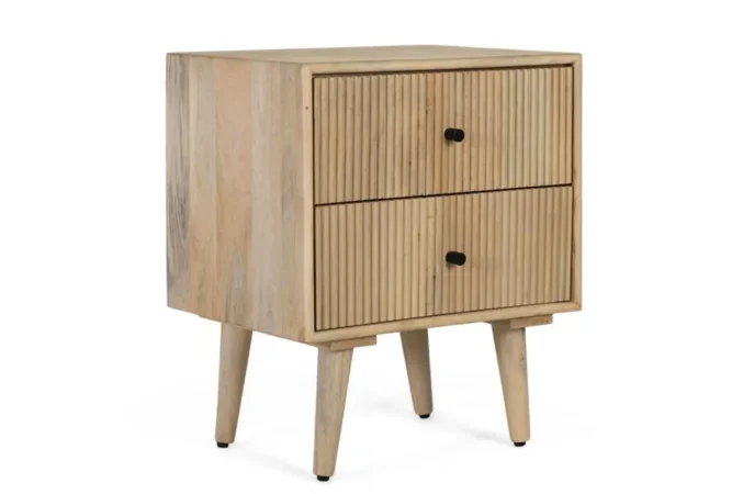 Mesita de Noche Madera Maciza de Mango Natural 50x40x61 Cm - Giner y Colomer (3)